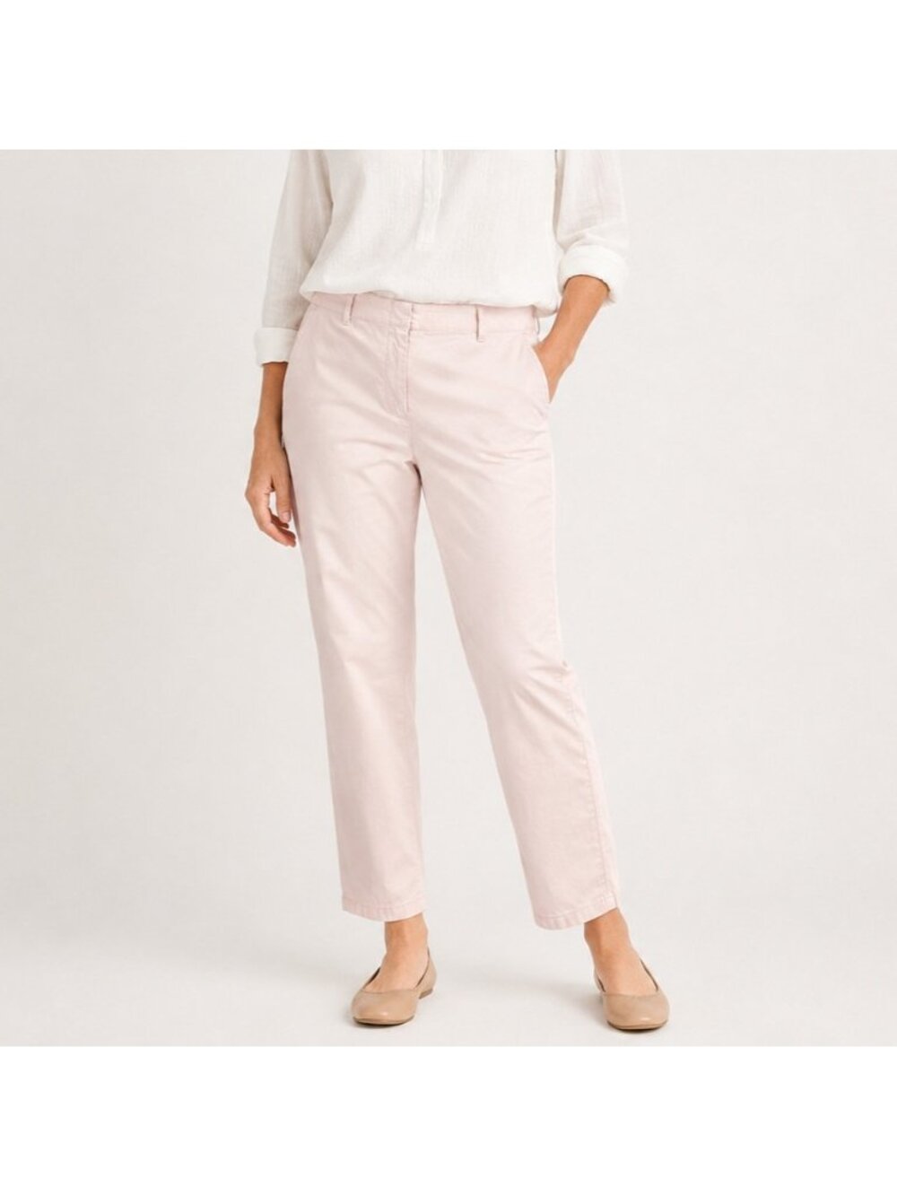 J. Jill Live-In Chino Pants Womens 12 Pale Pink Cotton Stretch Straight Leg